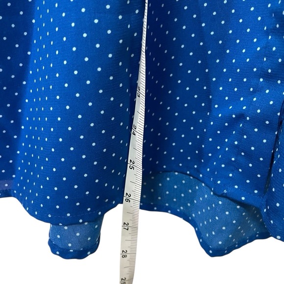 Notations Petite Large Sleeveless Blouse Blue White Polka Dot Collared Tank - Picture 2 of 7